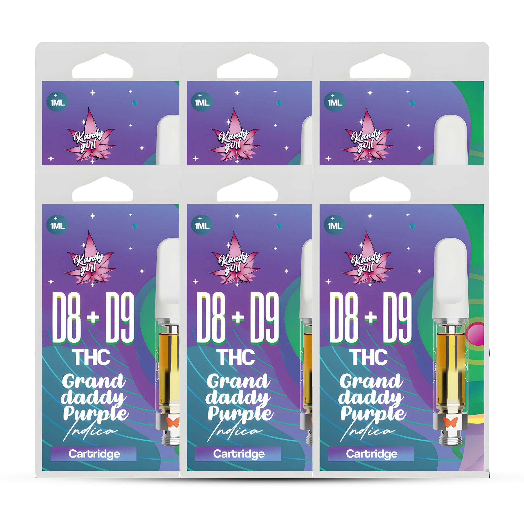 1ML VAPE CARTS D8 + D9 – SATIVA  INDICA HYBRID 6 pack